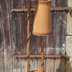 Floor lamp two lights, asymmetrical, bamboo and rattan, vintage, 70s