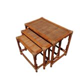 Boho Chic Style Bamboo and Wicker Nesting Tables