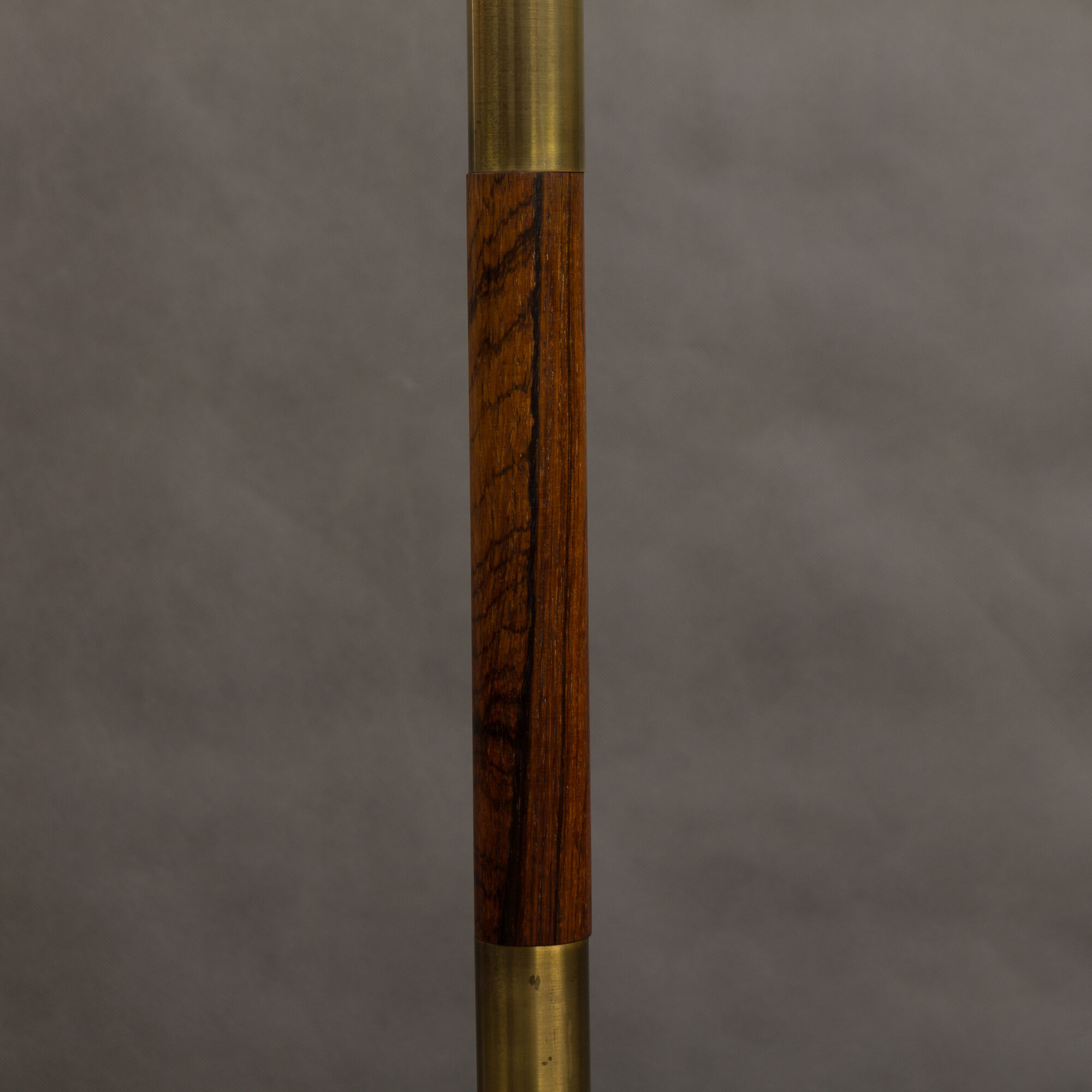 Brass and teak mid-century floor lamp