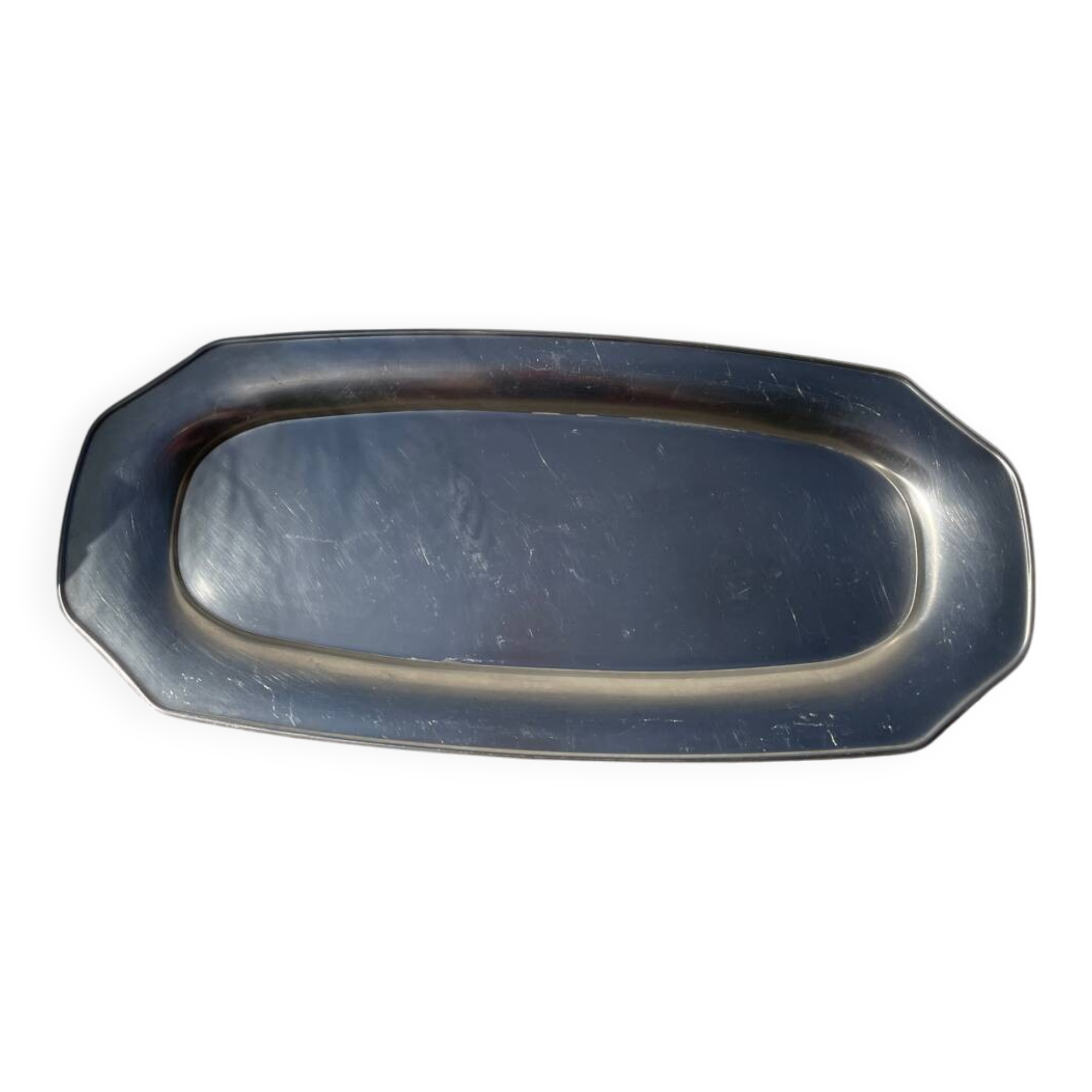 Large, long oval stainless steel platter by Rémy Letang