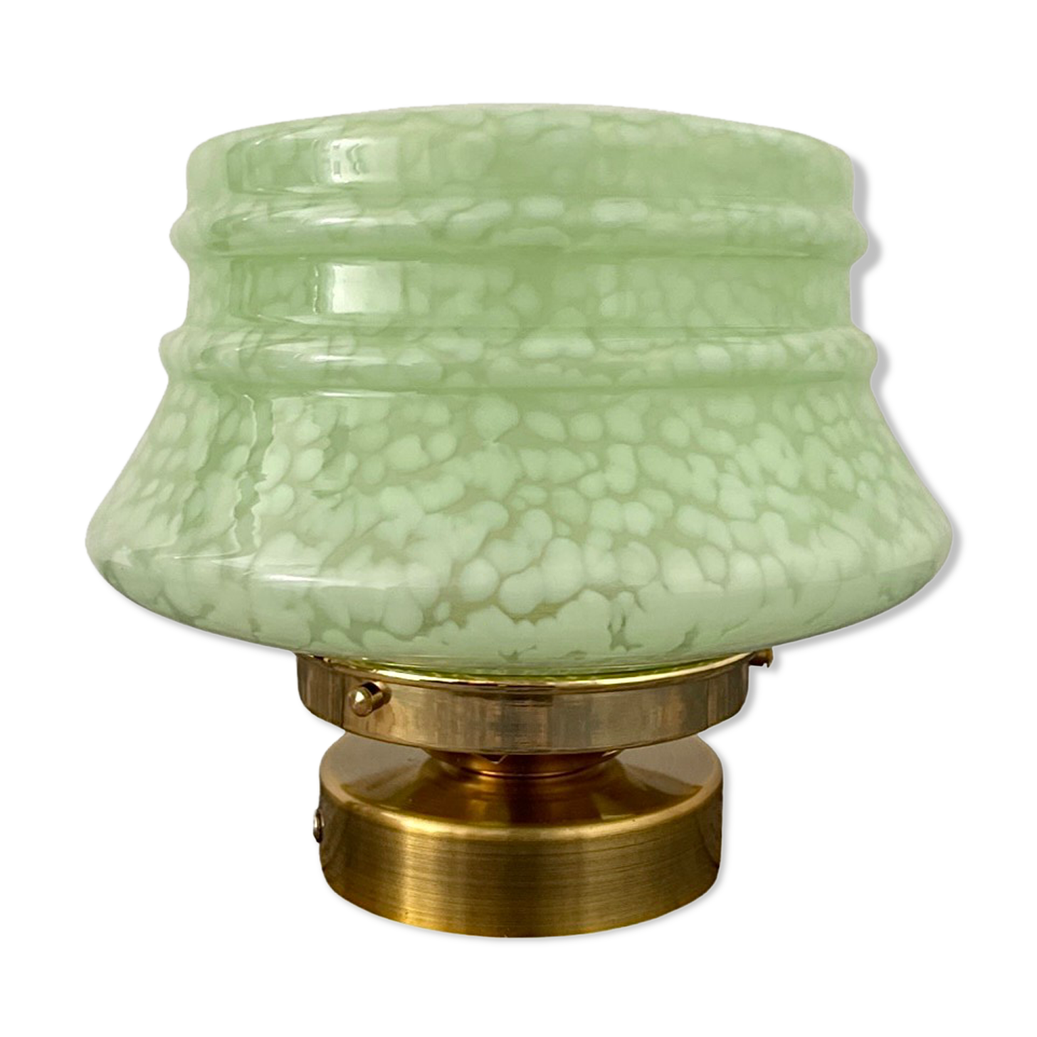 Ceiling lamp in Clichy green glass electrified to nine