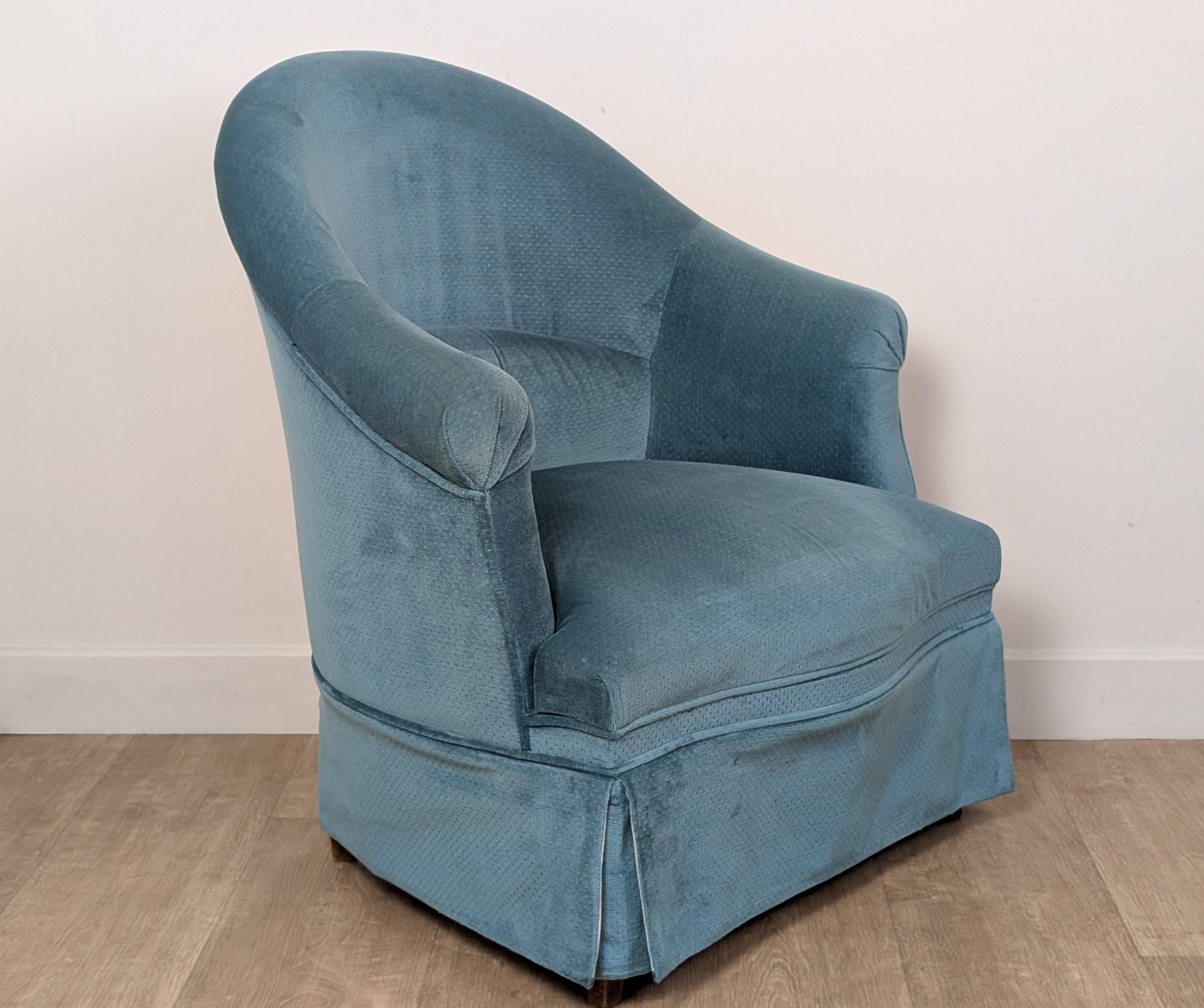 Pair of velvet toad armchairs