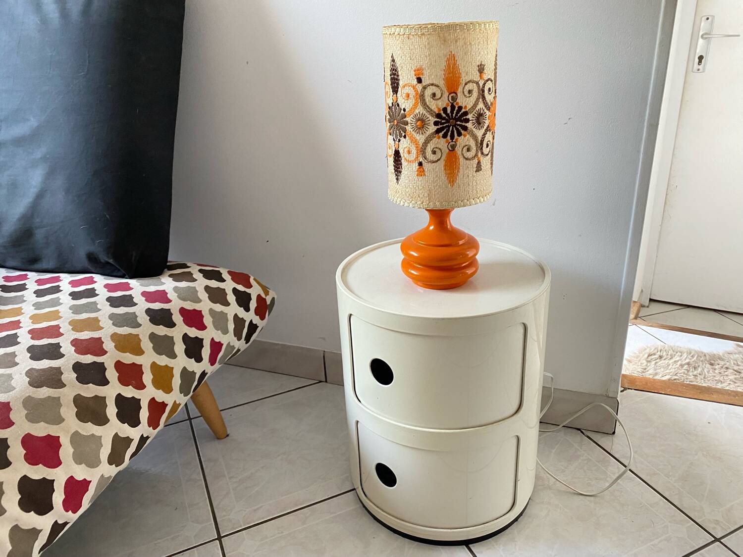 Lampe design Space age vintage années 70 original verre orange