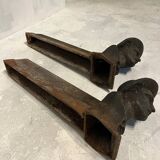 Pair of Heavy Antique Chenets (Fireplace Andirons) – Cast Metal, 10–15