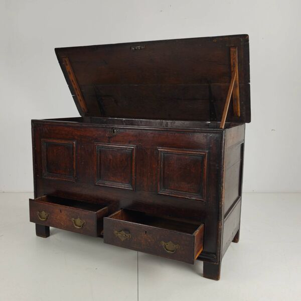 Coffre en chêne géorgien du XVIIIe siècle / coffre / boîte à couvertures antique