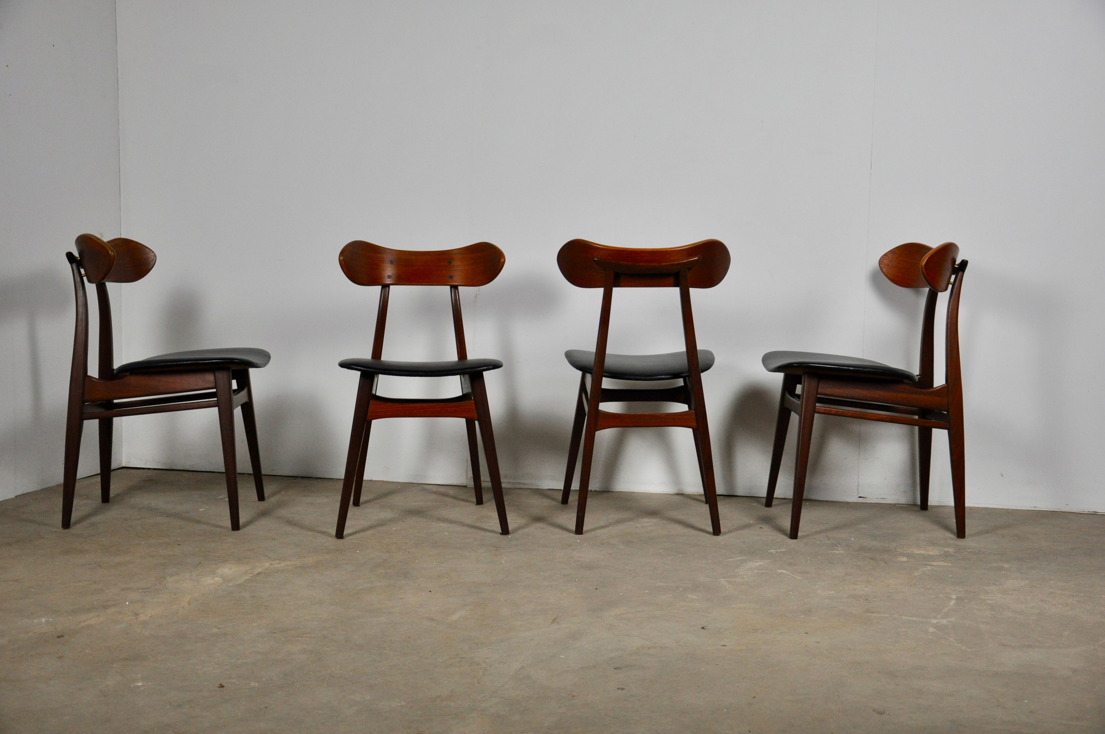 Dining table chairs by Louis van Teeffelen for Webe, 1950s, set of 4