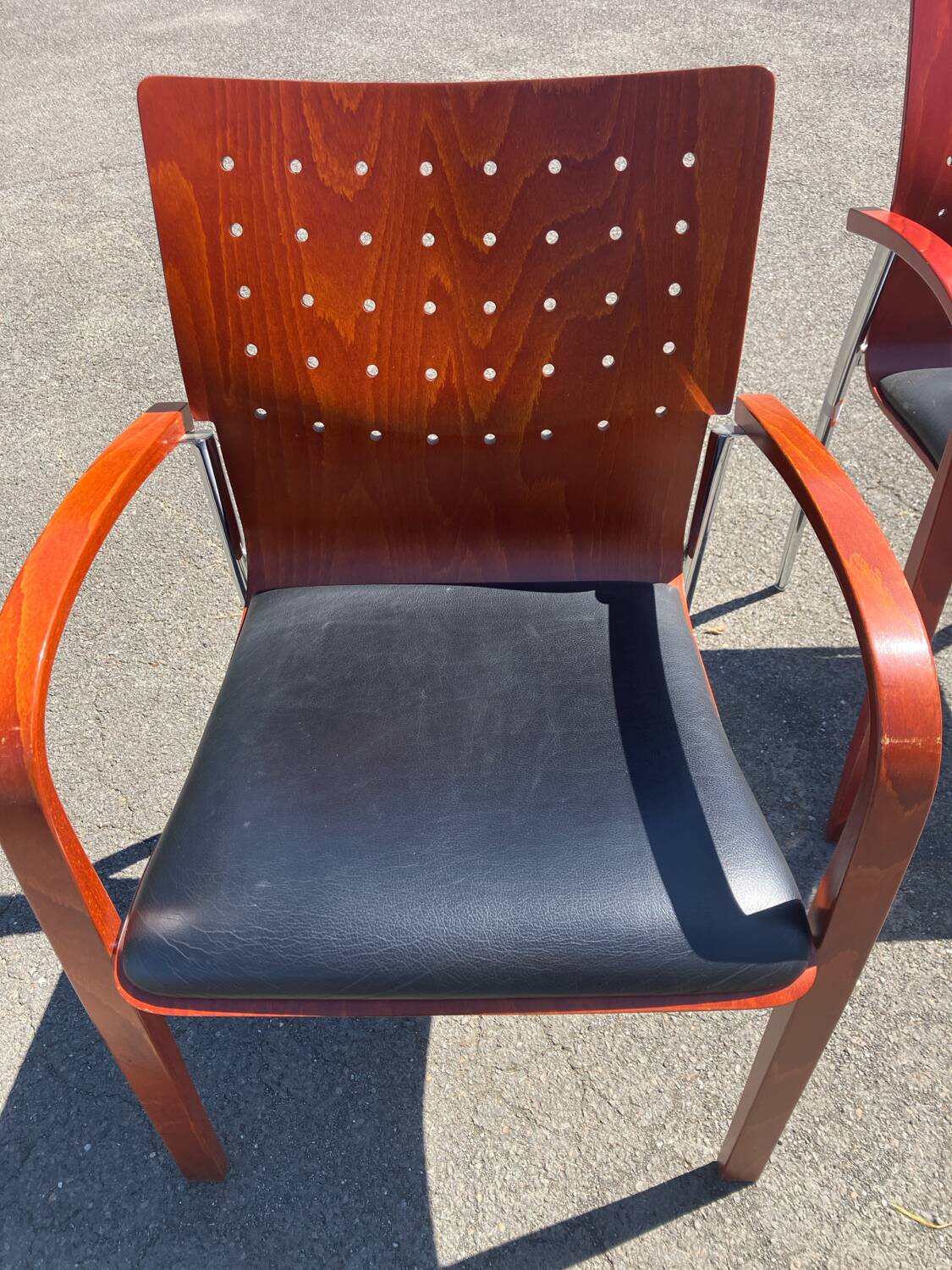 Set of two Sky designer armchairs in wood and metal