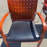 Lot de deux fauteuils design bois métal Sky