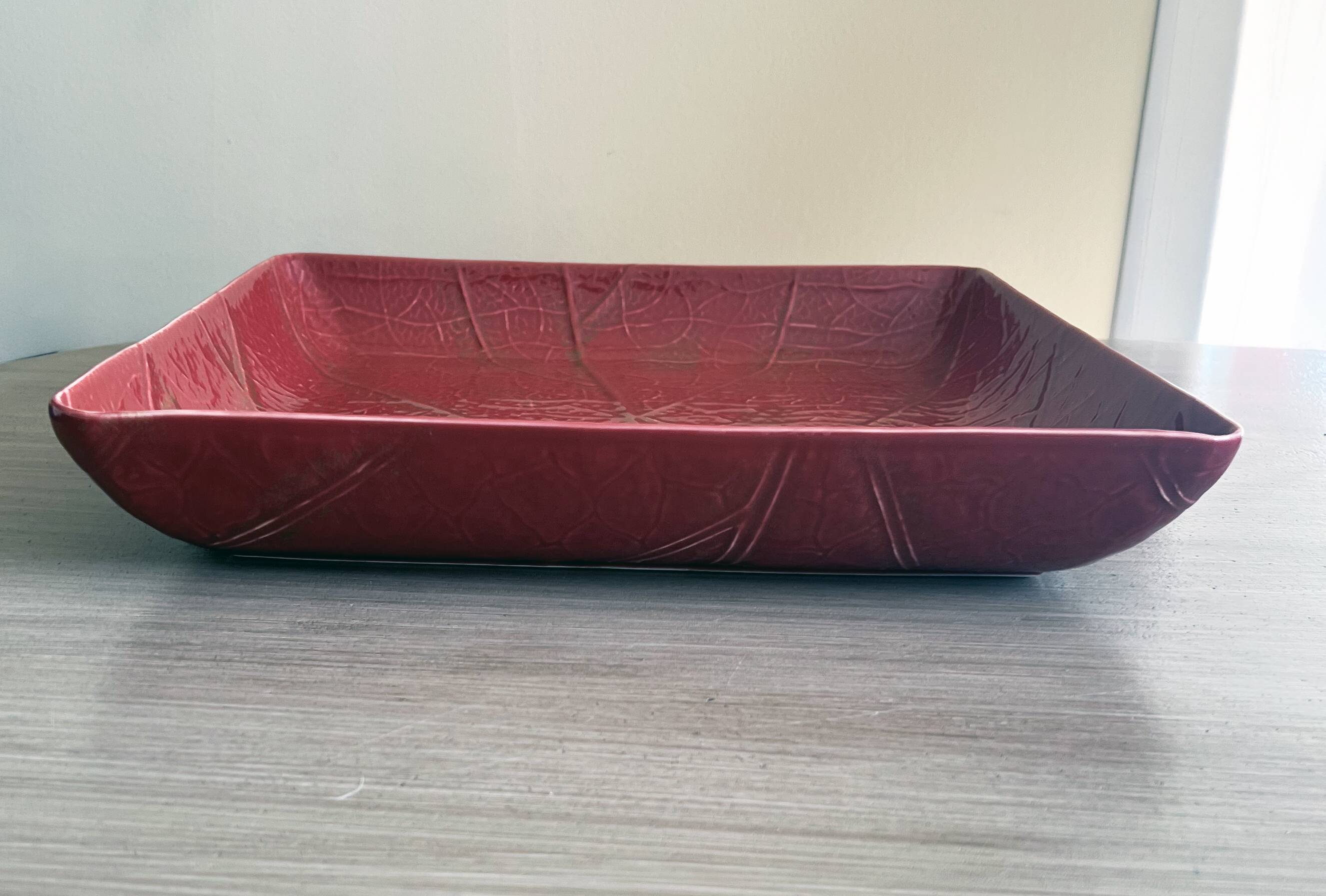 Large hollow dish Christian Tortu Paris red leaf – 36.5 cm