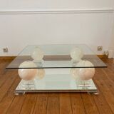 Coffee table with marbled ceramic balls and mirror