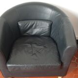 Fauteuil de cuir noir véritable