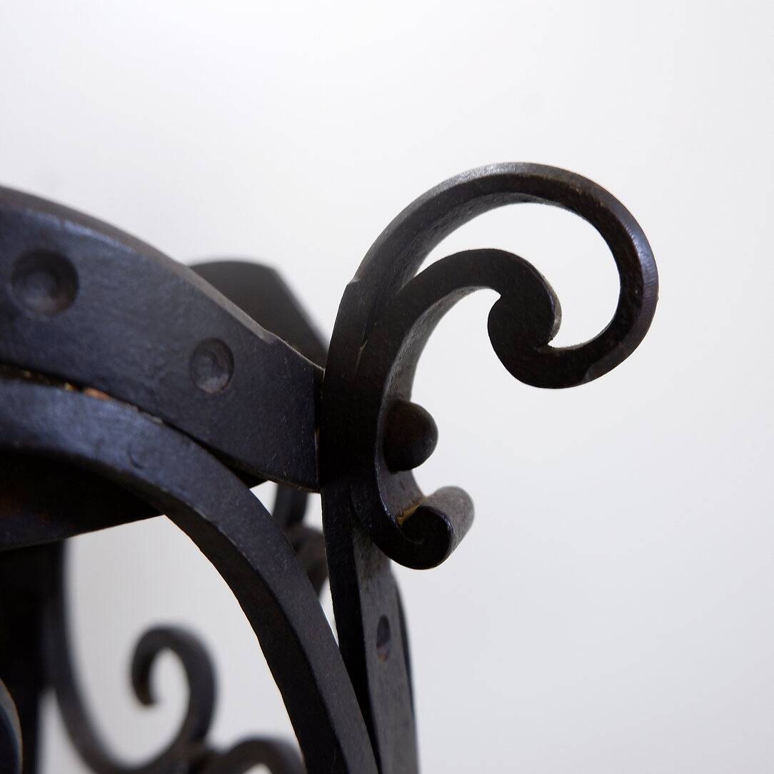 Art Nouveau Wrought iron tripod floor candlestick