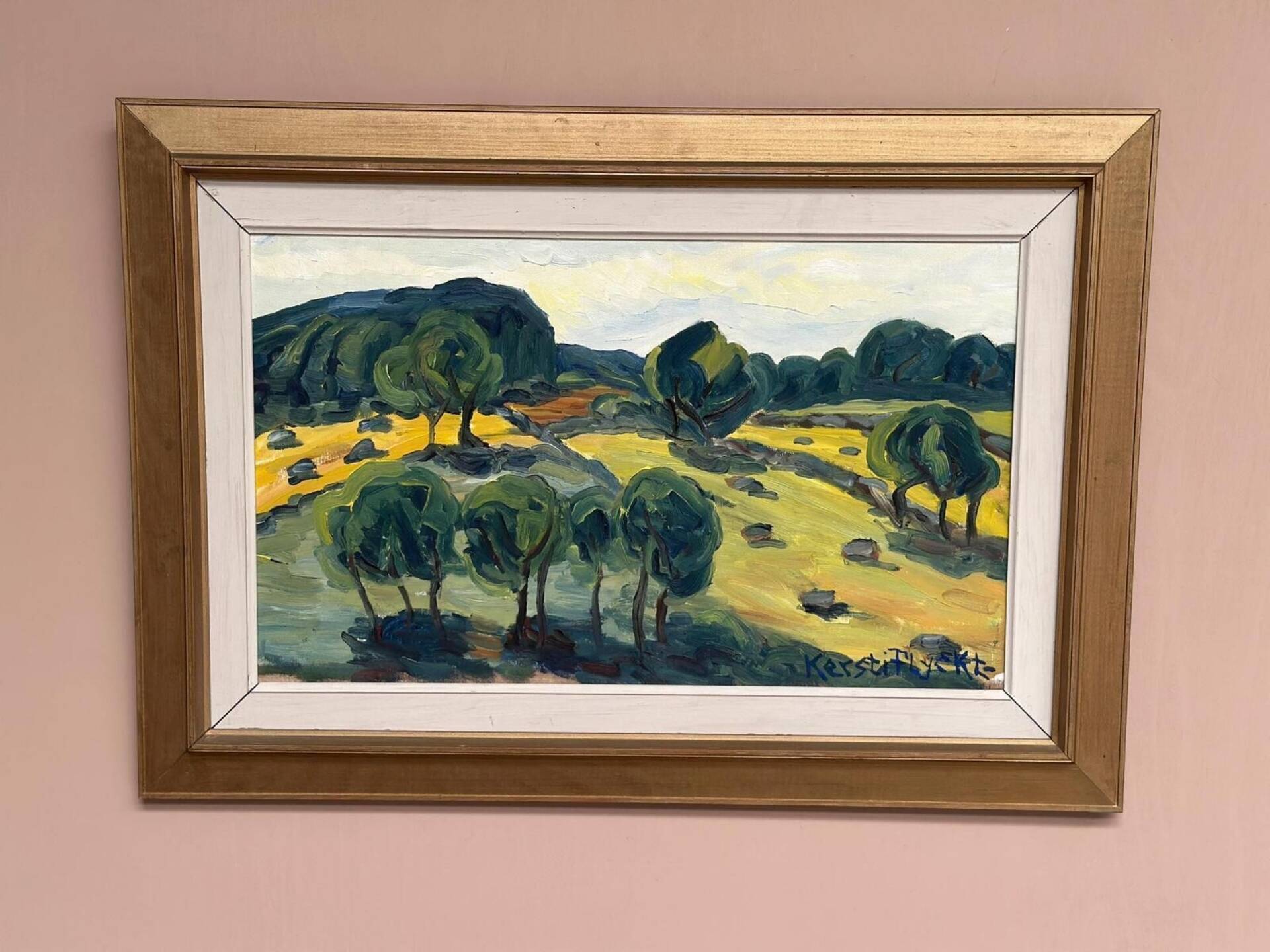 Original Mid Century Swedish Oil On Panel – Trees By Kerstin Flyckt