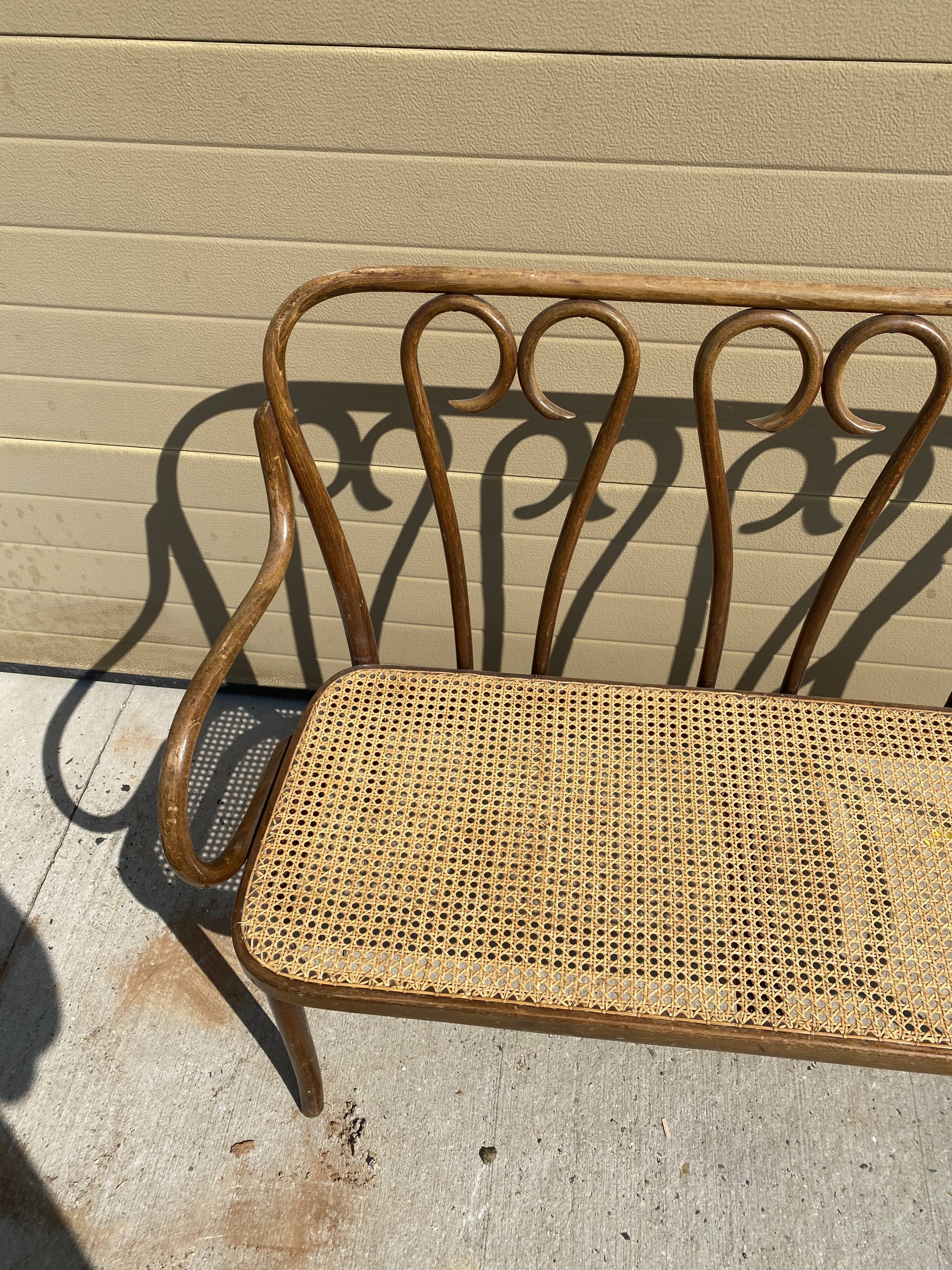 Curved wood bistro bench