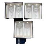 6 engraved crystal stemmed glasses