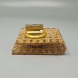 1970s Stunning Smoking Set in Vienna Straw By Geolel. Made in Italy