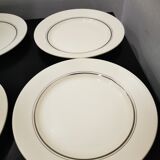 Set of 6 old flat plates with silver edging