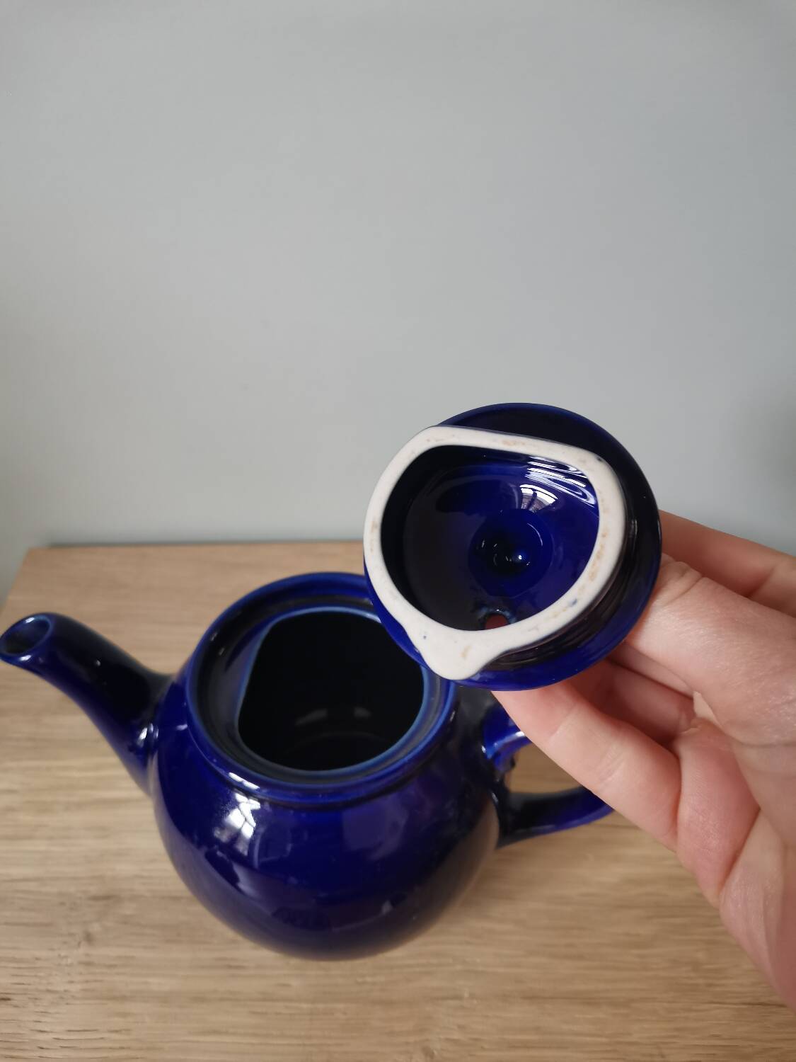 Vintage blue ceramic teapot from Sevres Price & Kesington