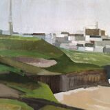 1961 Mid-Century Modern "Brittany" Vintage Expressionist Landscape Oil Painting, Framed