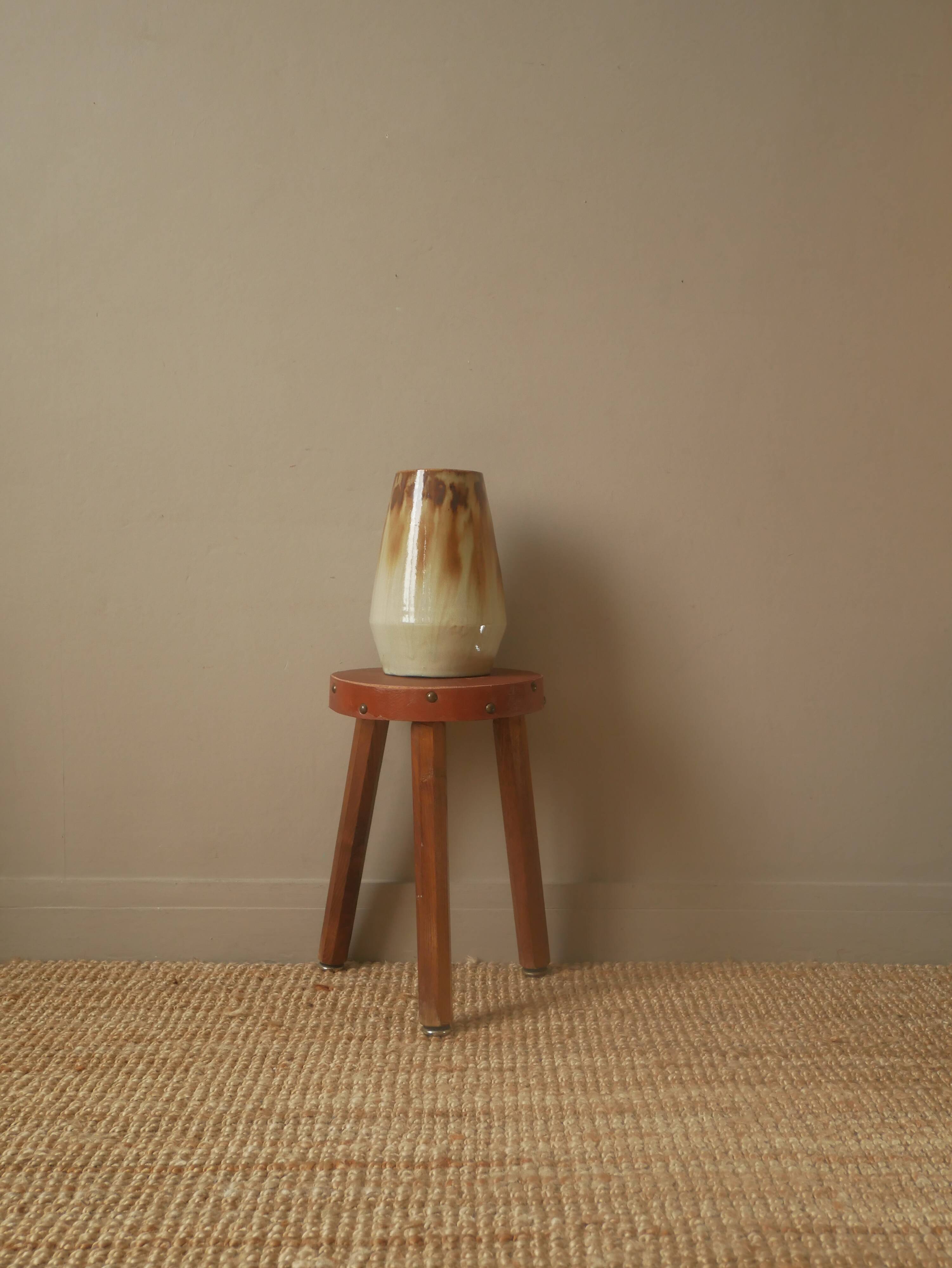 Ceramic vase signature Joseph Talbot La Borne artisanal manufacturing 50s handmade pottery