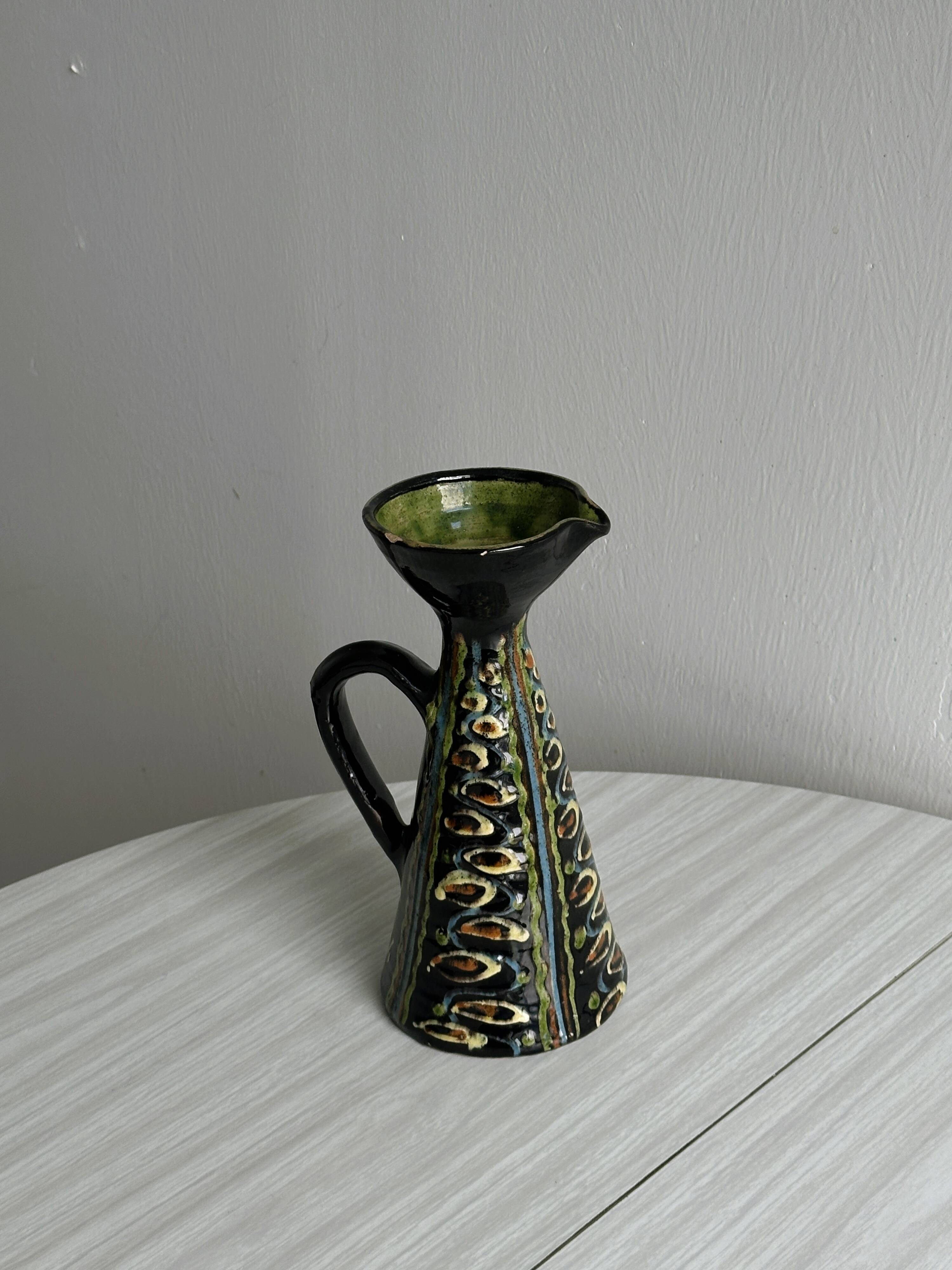 Pitcher, hand painted ceramic decorative pottery
