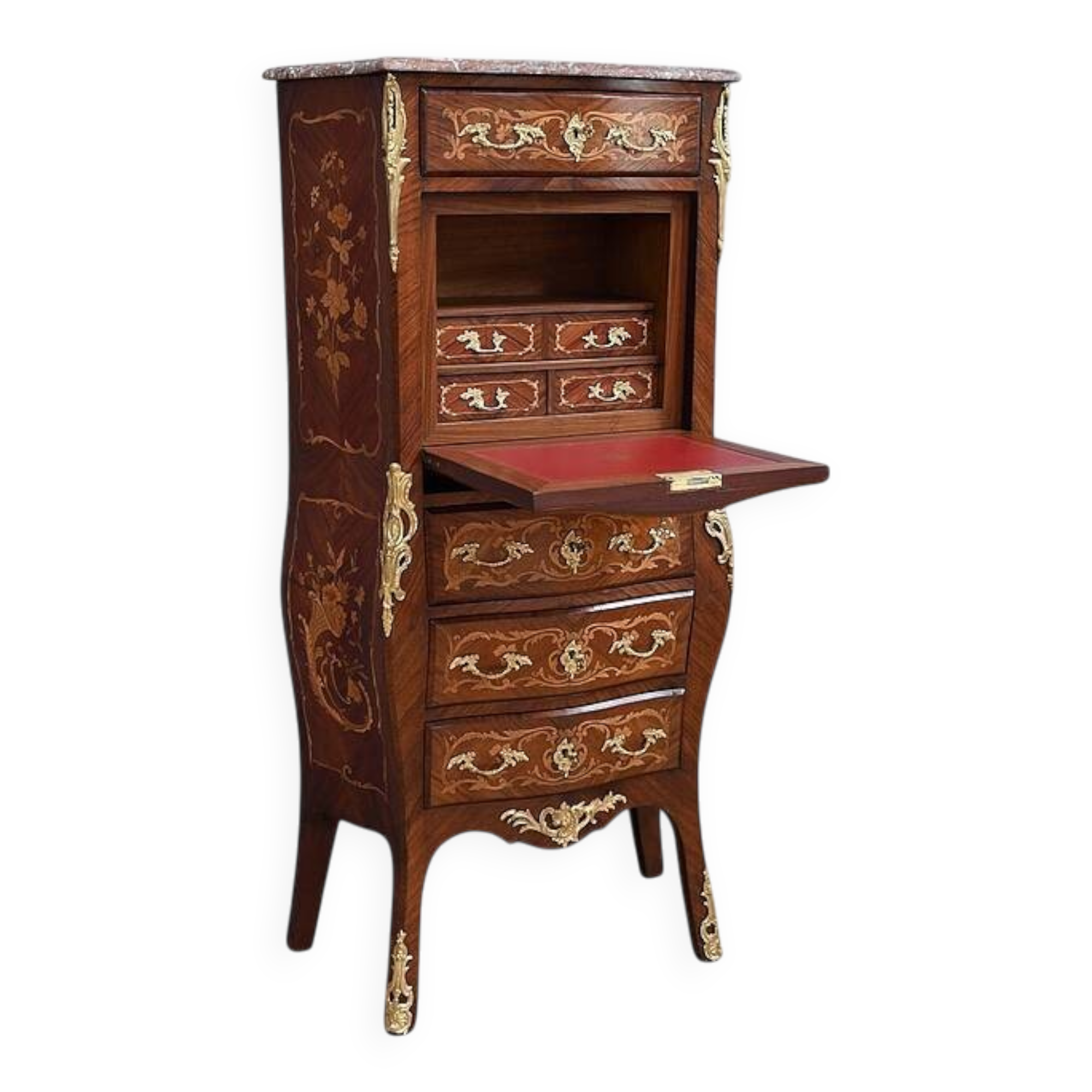 Secretary in precious wood marquetry, Transition style, Napoleon III period – Mid-19th century