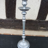 Old metal candle holder finish silver h 33 cm