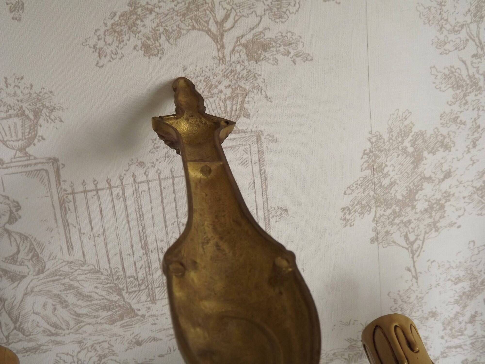 Pair Vintage French Traditional Style Bronze Mid Century Wall Lights 5345