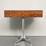Rare small chest of drawers with 6 drawers, teak wood with chrome-plated base by George Nelson for Herman Miller, USA, 1950s