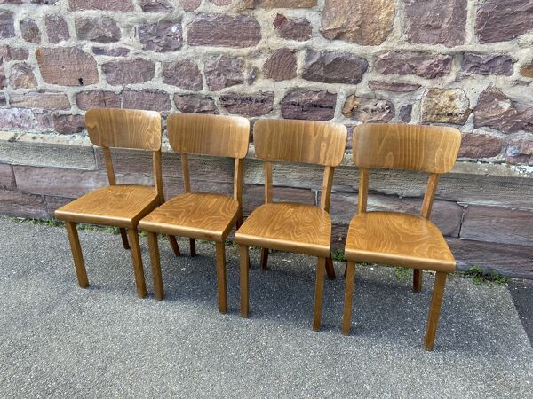 4 chaises bistrot Bois courbé Restaurant Paris bistrot baumann 1970