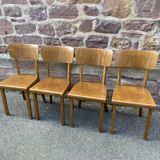 4 bistro chairs Curved wood Restaurant Paris bistro baumann 1970