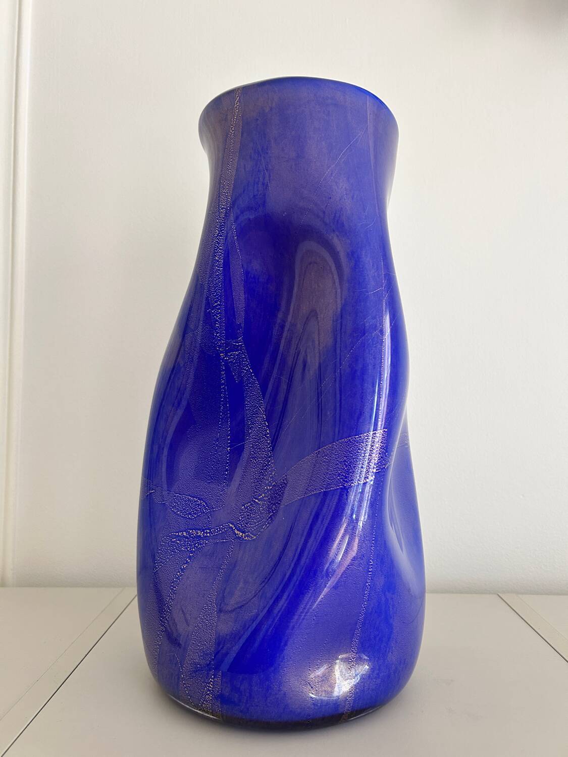 Blue/Gold Murano XL Vase 40cm height