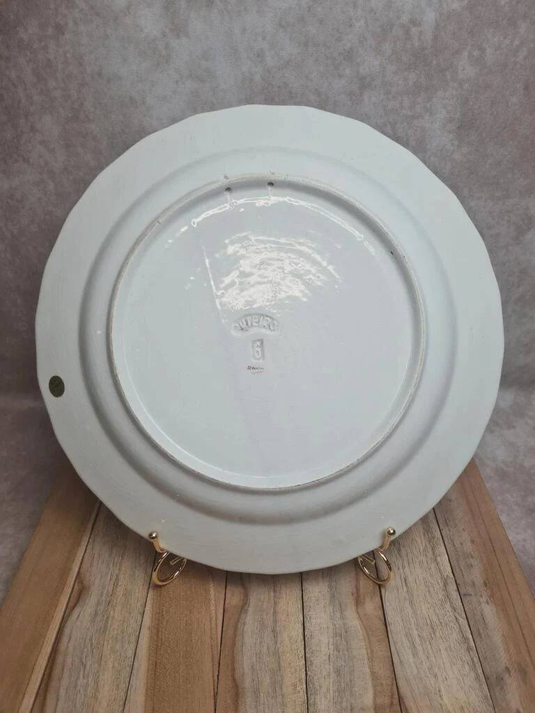 Large vintage plate with bird decor – signed Outeiro