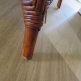 Two-seater banquette in woven rattan, wood and bamboo, 1980s.