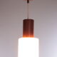 Vintage Louis Kalff hanging lamp teak / opal glass, 1950s