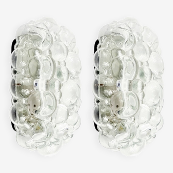 Pair of Mid Century Bubble Glass Wall Lights/Sconces by Helena Tynell for Limburg, Germany, 1960s