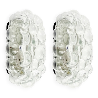 Pair of Mid Century Bubble Glass Wall Lights/Sconces by Helena Tynell for Limburg, Germany, 1960s