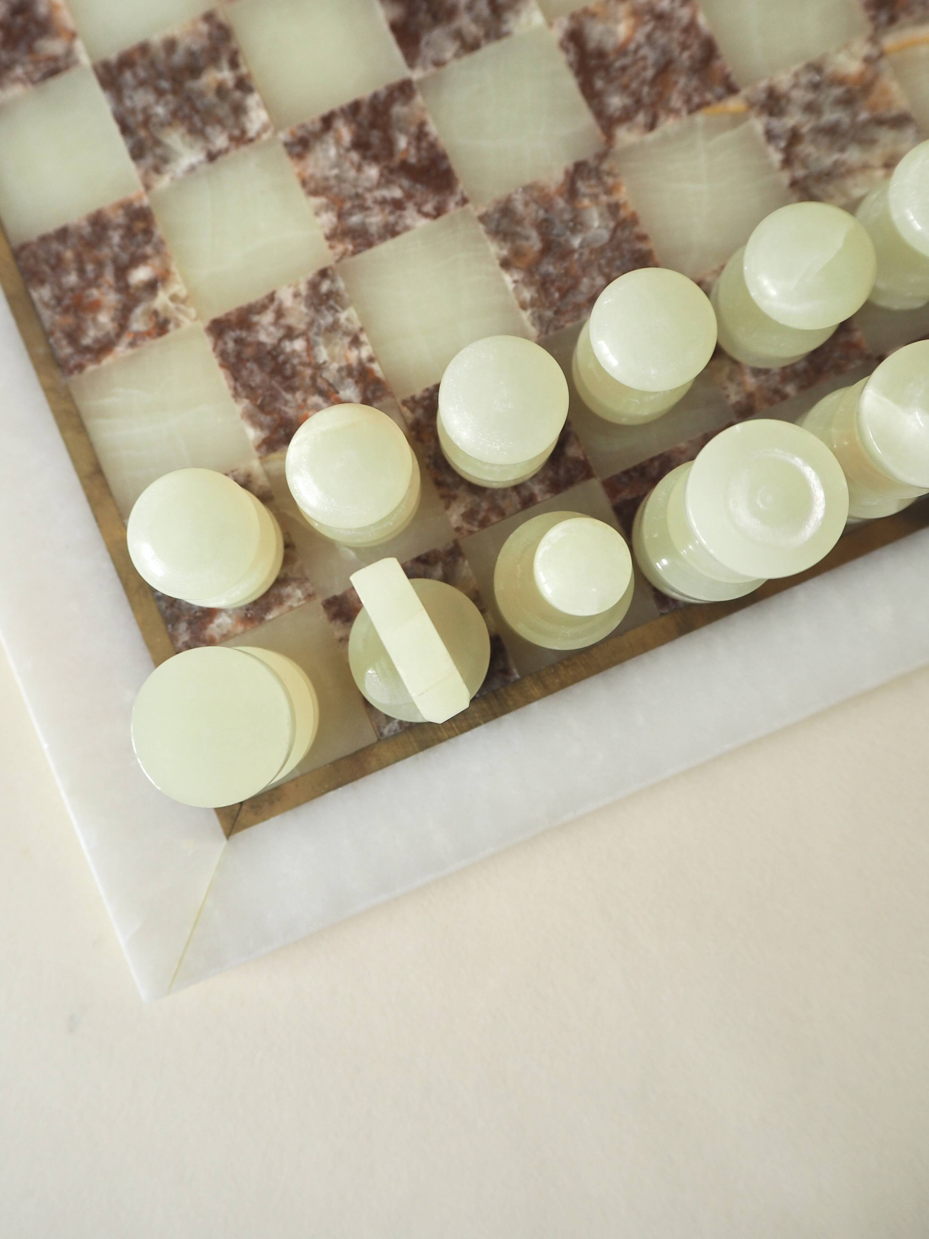 Onyx and marble chess set