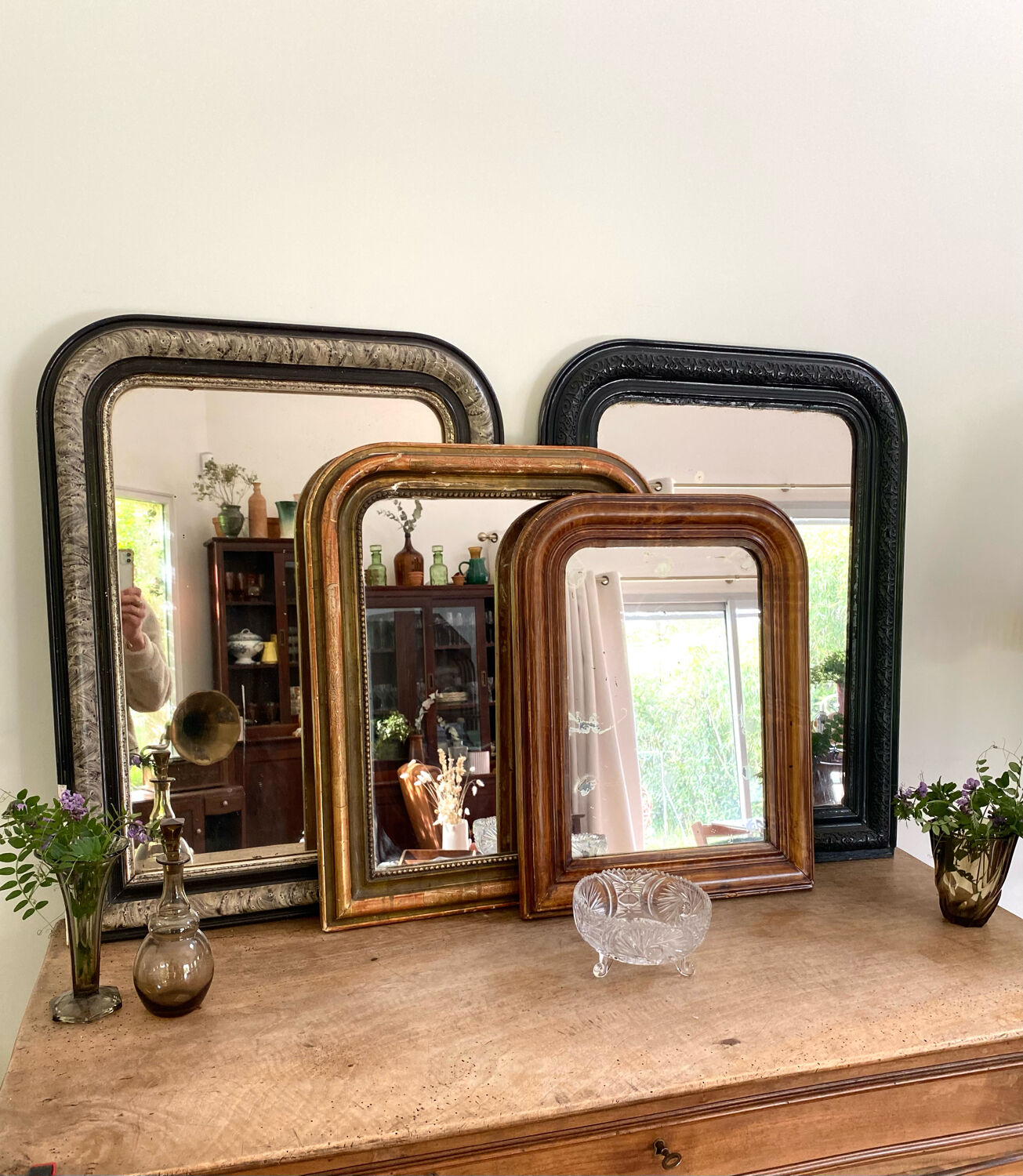 Antique Louis Philippe mirror with wooden plate