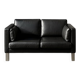 Vintage Mid-Century Danish Modern Two-Seater Black Leather Sofa, 1970s