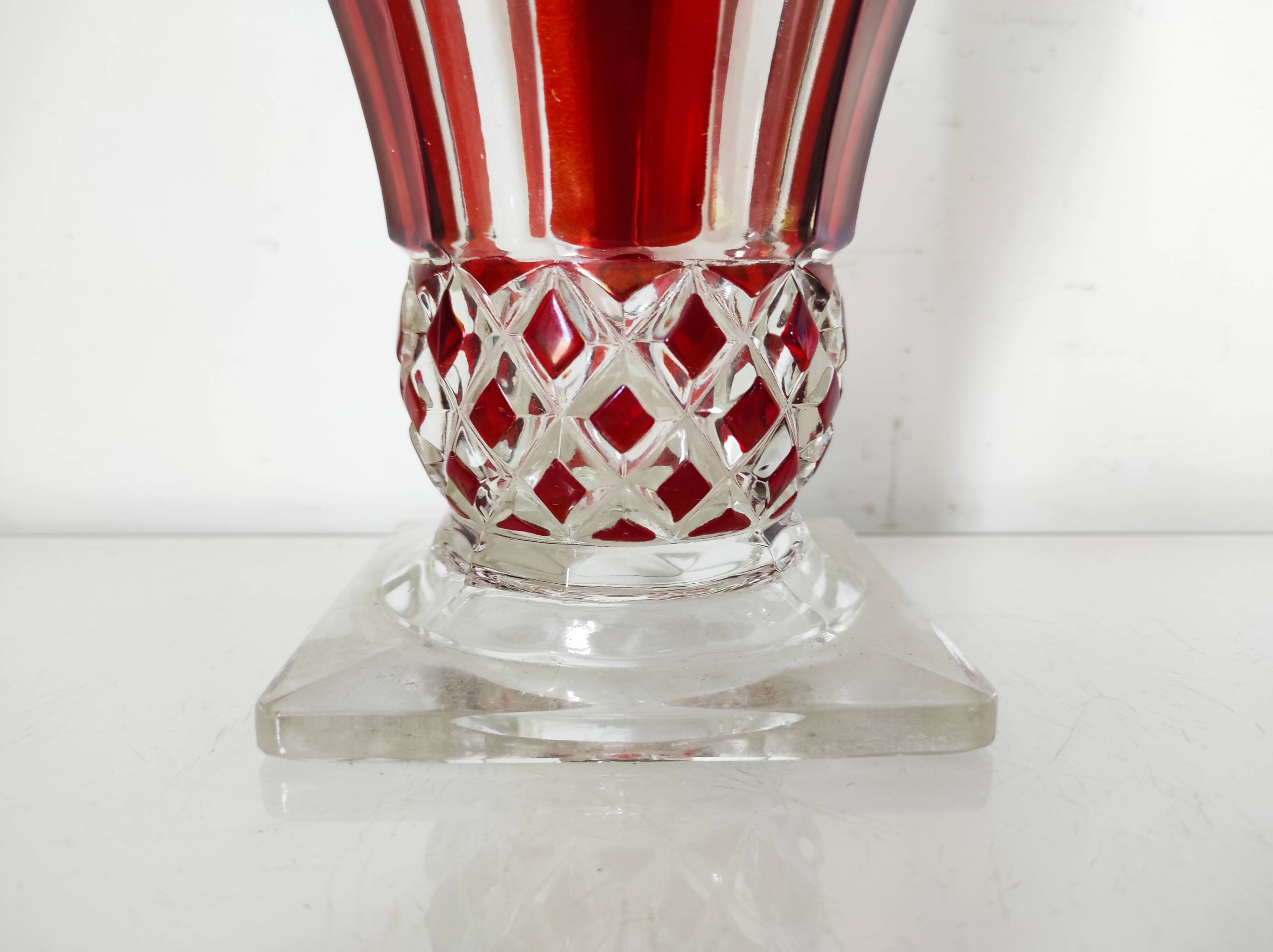 Red painted glass vase