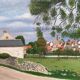 Landscape, arrival at the village, oil on canvas