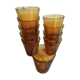 Series of 10 amber glasses
