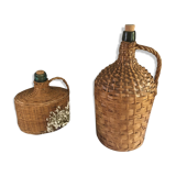 Vintage Dame-Jeanne duo and their rattan/wicker dresses