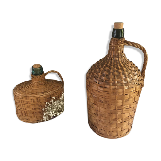 Vintage Dame-Jeanne duo and their rattan/wicker dresses