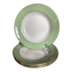 L'Amandinoise (St Amand) green soup plates with gold edging