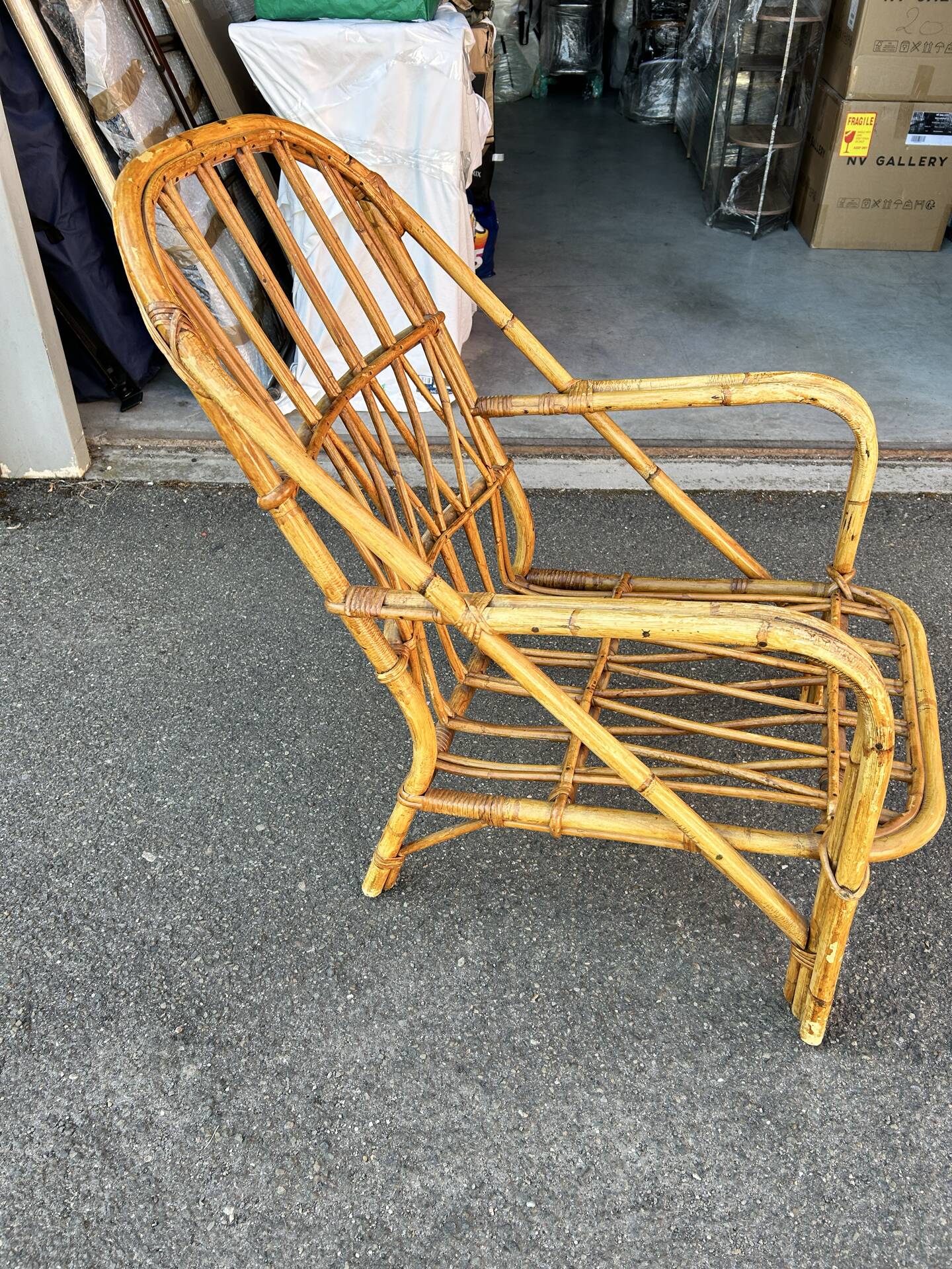 Bonaudi vallauris rattan lounge chair - 1950s/60s