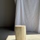 White oval petrified wood side table H38 D28 - 3335