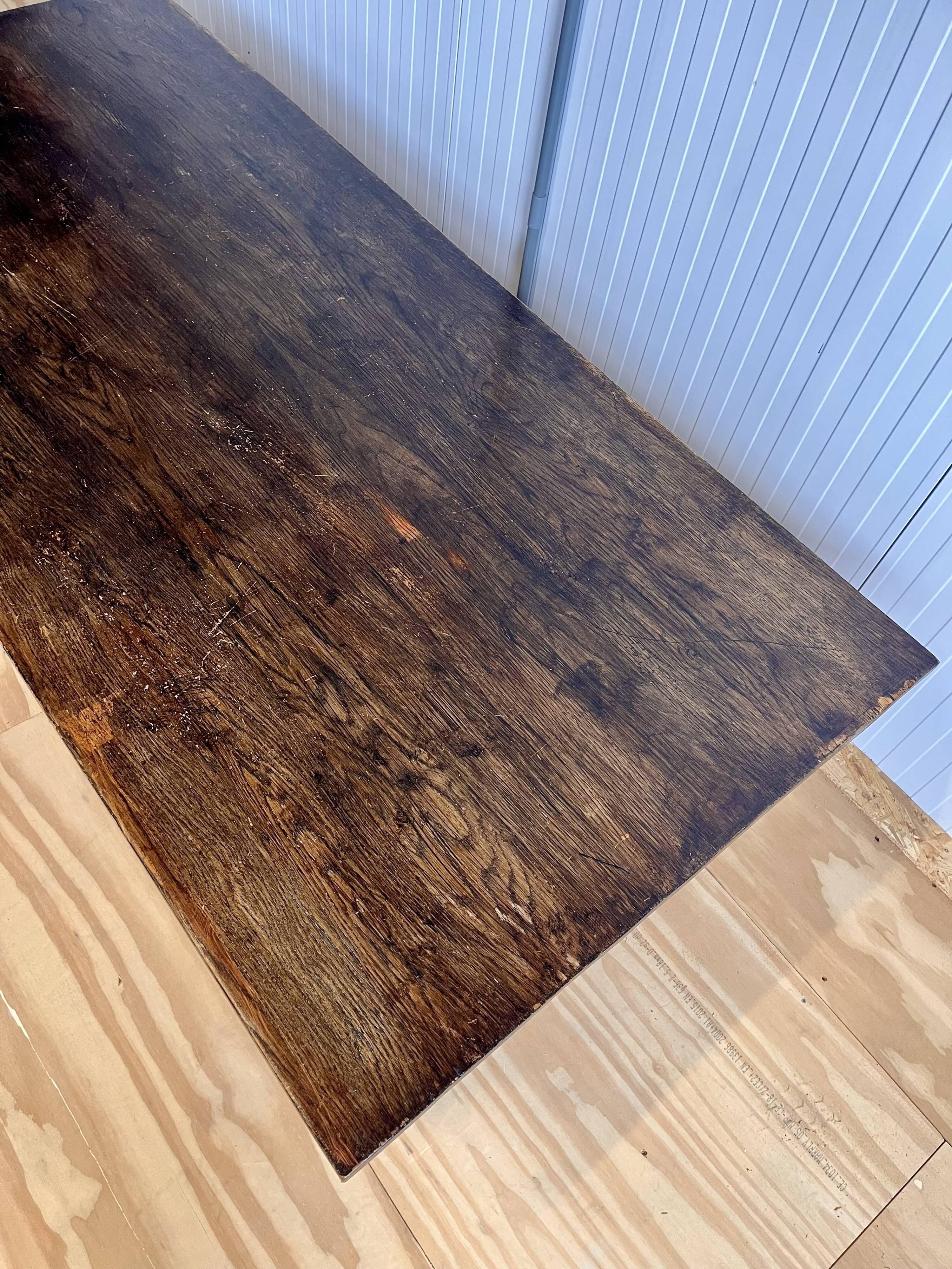 Oversized Vintage Oak Coffee Table with Two Drawers