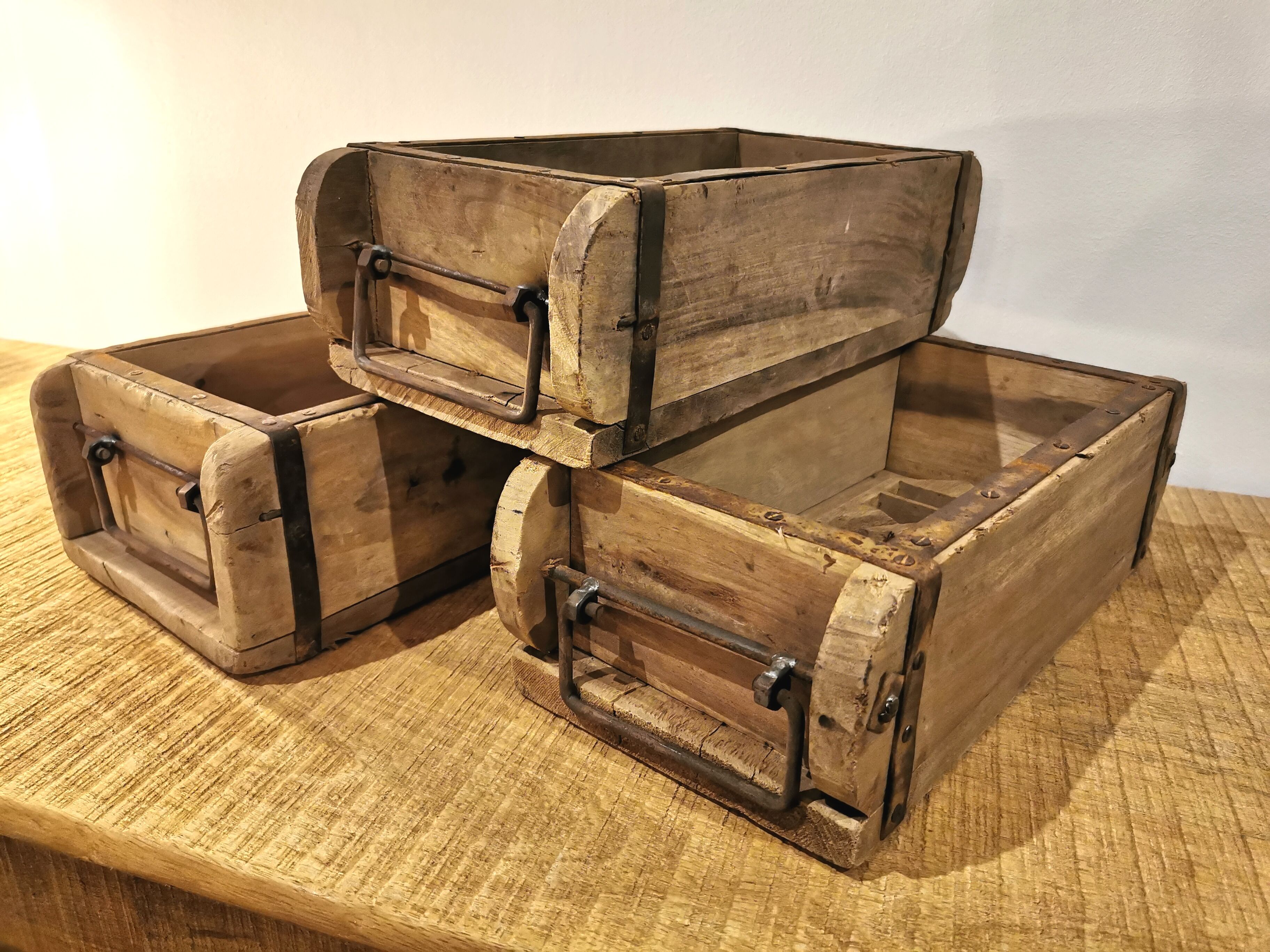 Set of 3 old brick moulds